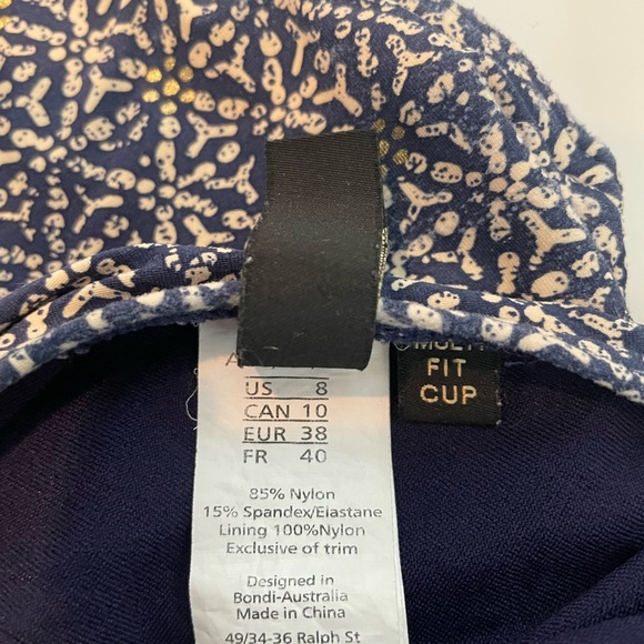 Nip Tuck Joanne Twist Front One Piece Swimsuit Navy Blue Gold Size 8 - Picture 7 of 7